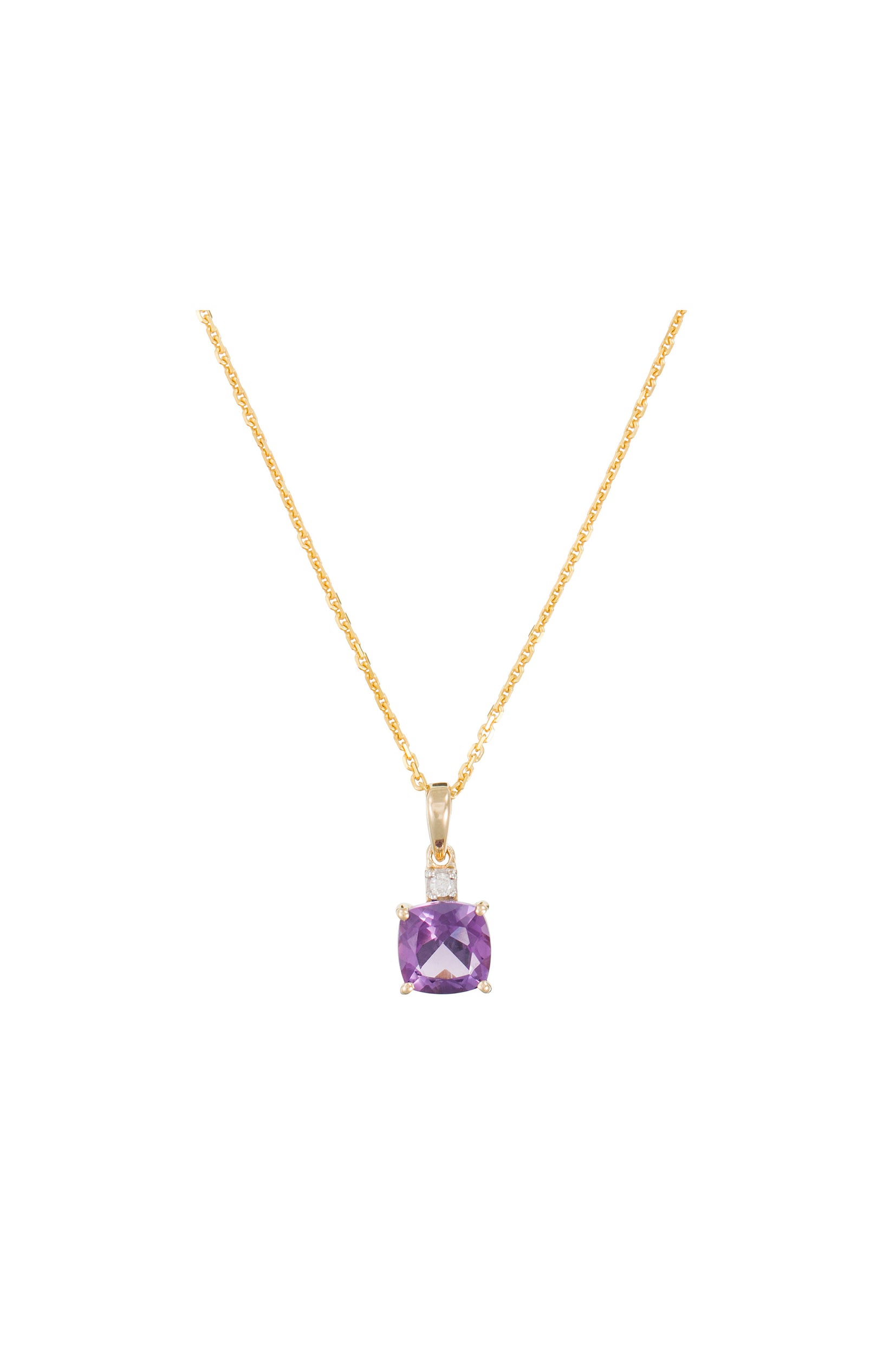 Pendentif Tonga - Or jaune 375/1000, diamant & améthyste