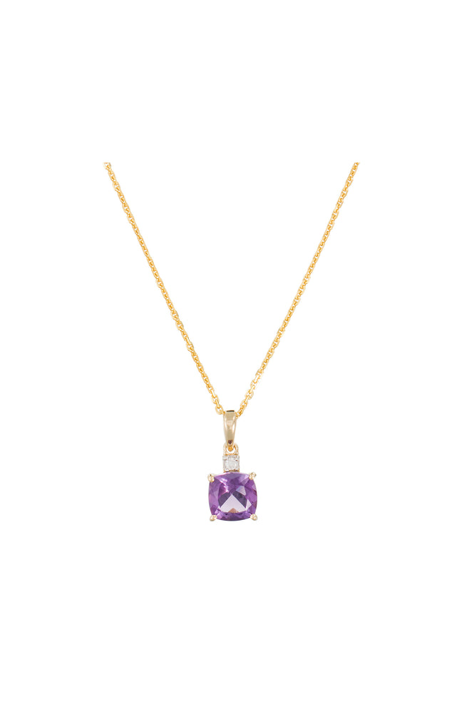 Pendentif Tonga - Or jaune 375/1000, diamant & améthyste