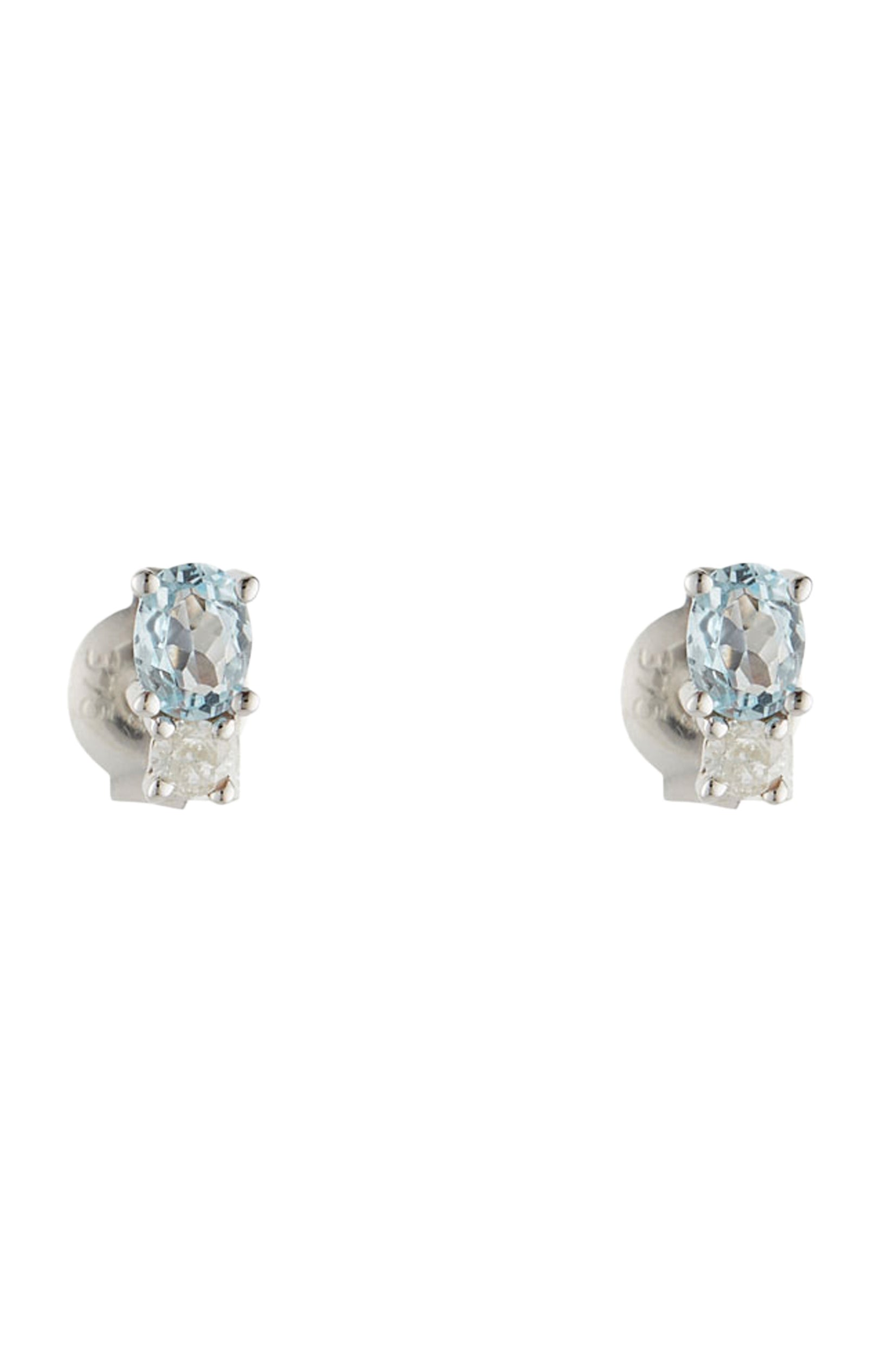 Boucles d'oreilles Azur - Or blanc 375/1000, topaze & diamant