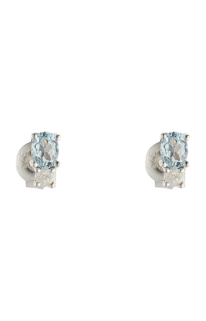 Boucles d'oreilles Azur - Or blanc 375/1000, topaze & diamant