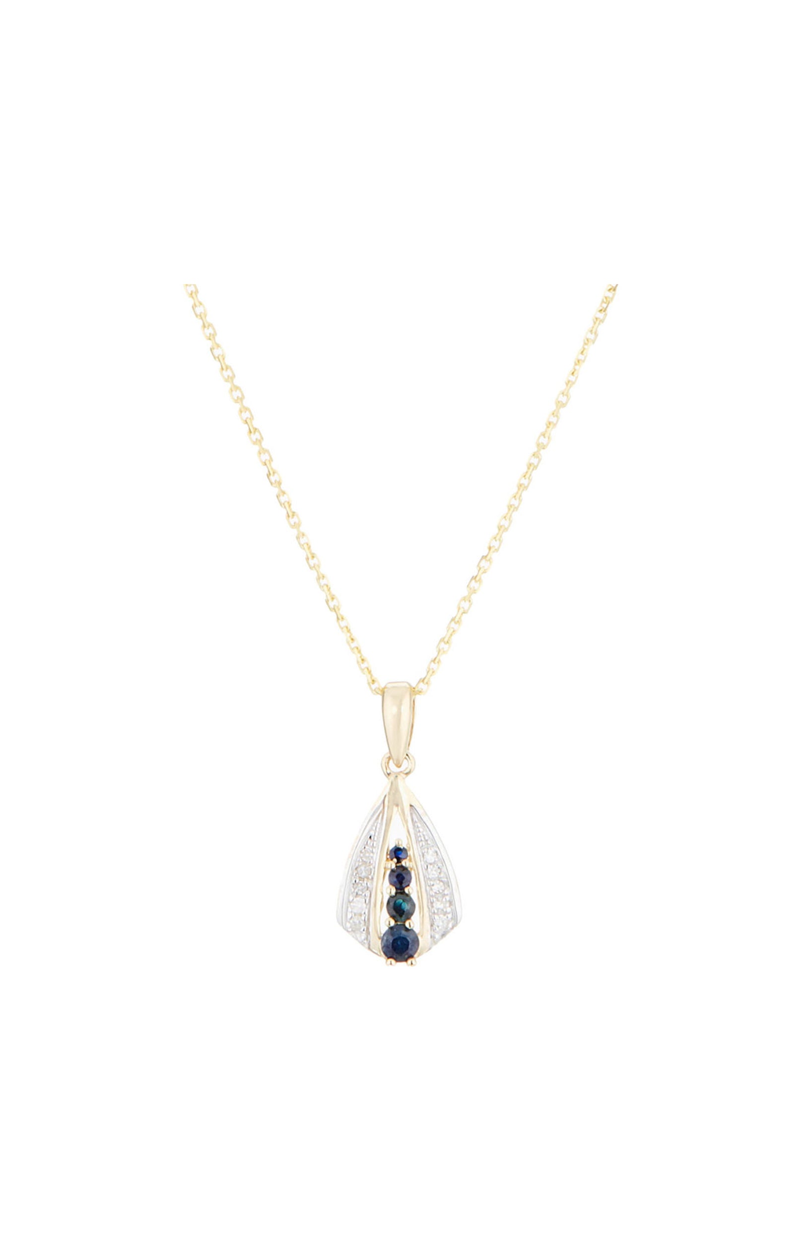 Pendentif Ambatoly - Or jaune 375/1000, diamant & saphir