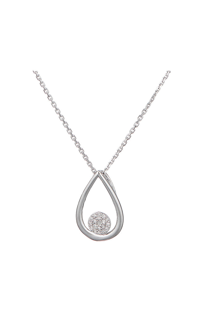 Pendentif Poire Deluxe - Or blanc 375/1000 & diamant