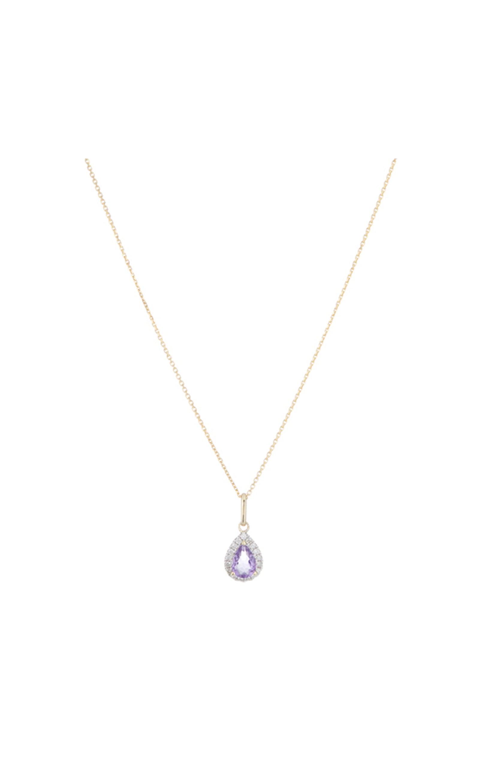Pendentif Goutte Moi – Or jaune 375/1000, améthyste & diamant