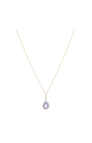 Pendentif Goutte Moi – Or jaune 375/1000, améthyste & diamant