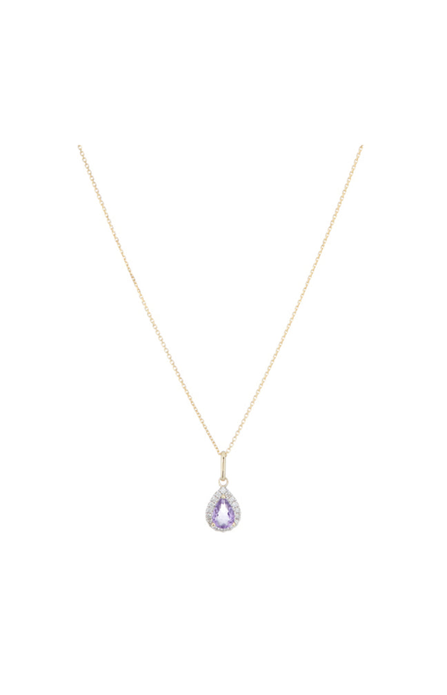 Pendentif Goutte Moi – Or jaune 375/1000, améthyste & diamant