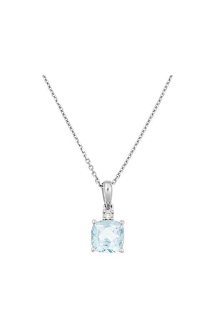 Pendentif Tonga - Or blanc 375/1000, diamant & topaze