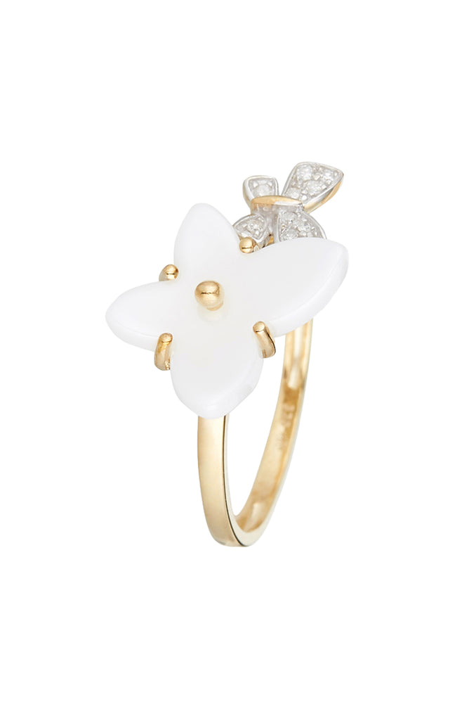 Bague Nasia - Or jaune 375/1000, diamant & céramique