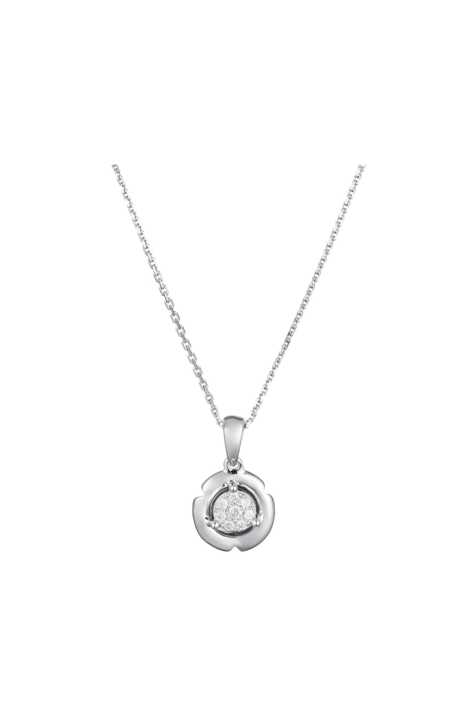 Pendentif Round & Round - Or blanc 375/1000 & diamant
