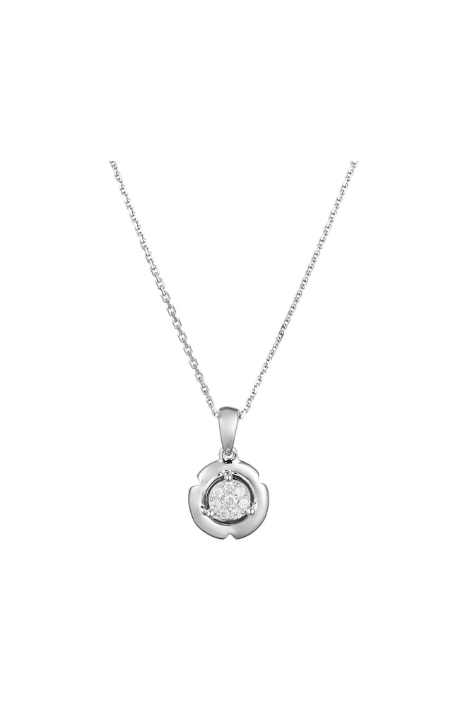 Pendentif Round & Round - Or blanc 375/1000 & diamant