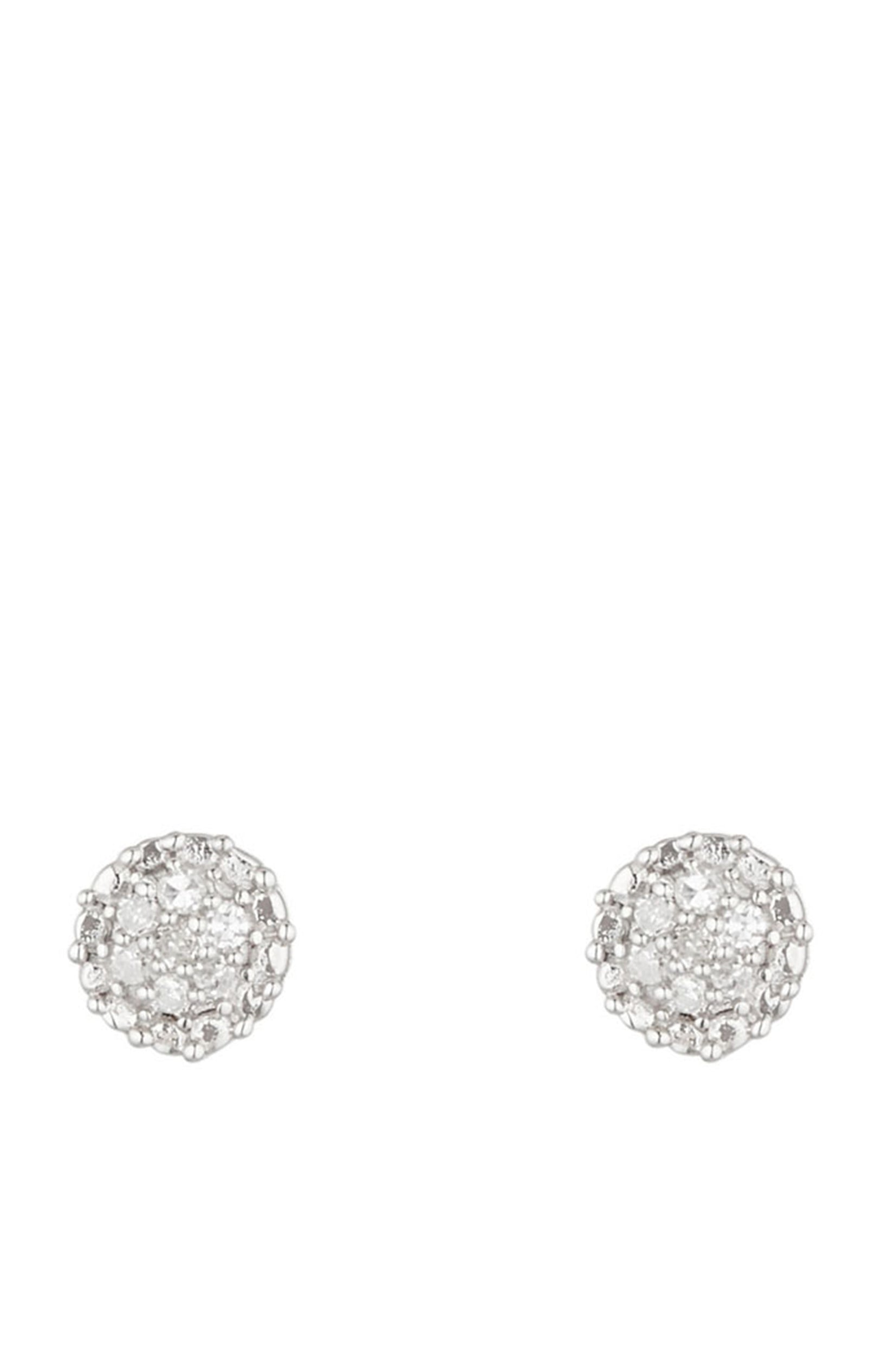 Boucles d'oreilles Round Stud - Or blanc 375/1000 & diamant