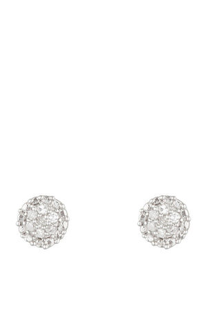 Boucles d'oreilles Round Stud - Or blanc 375/1000 & diamant
