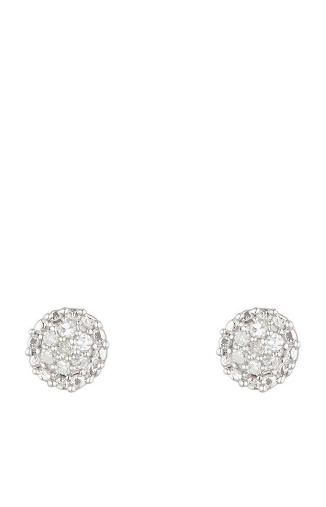 Boucles d'oreilles Round Stud - Or blanc 375/1000 & diamant
