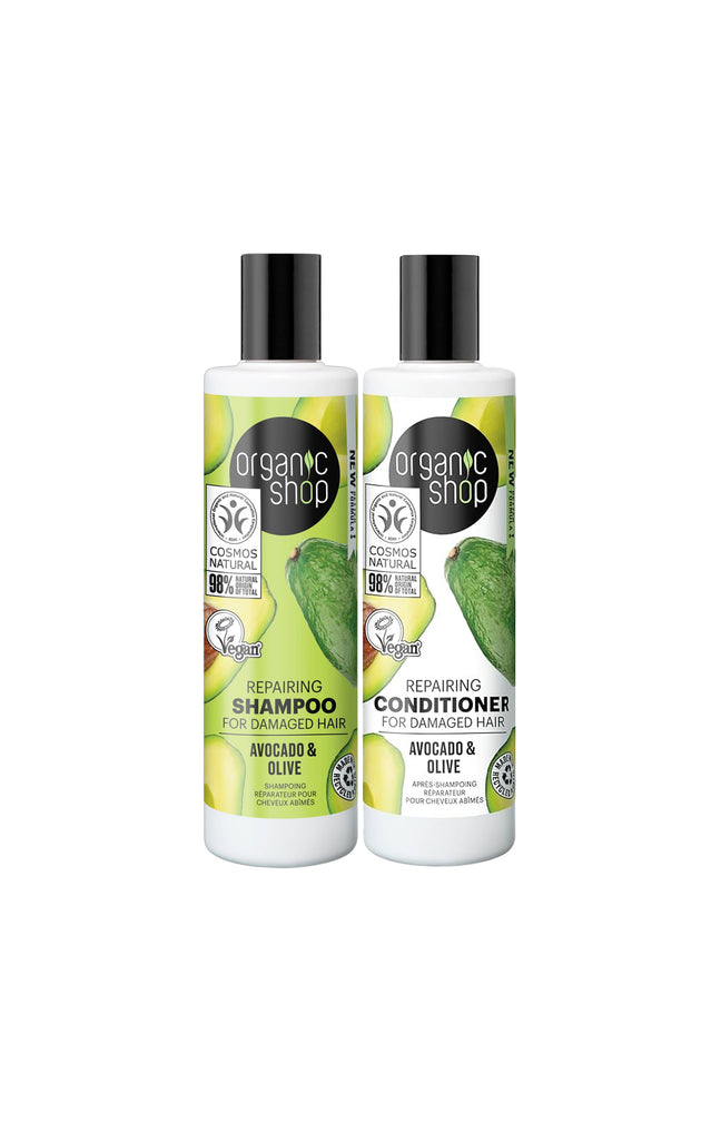 Shampoing & après-shampoing réparateurs - Avocat & olive - Cheveux abîmés - 2 x 280 ml