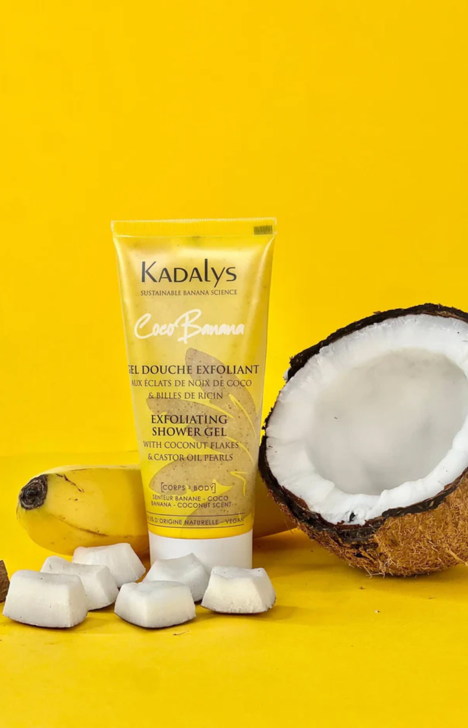 Gel douche exfoliant naturel - Banane & noix de coco - 100 ml