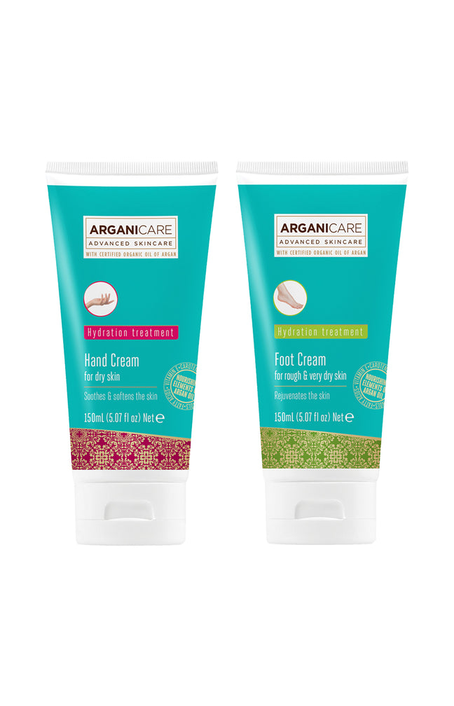 Crèmes  hydratantes & nourrissantes - Huile d'argan - Mains & pieds - 2 x 150 ml