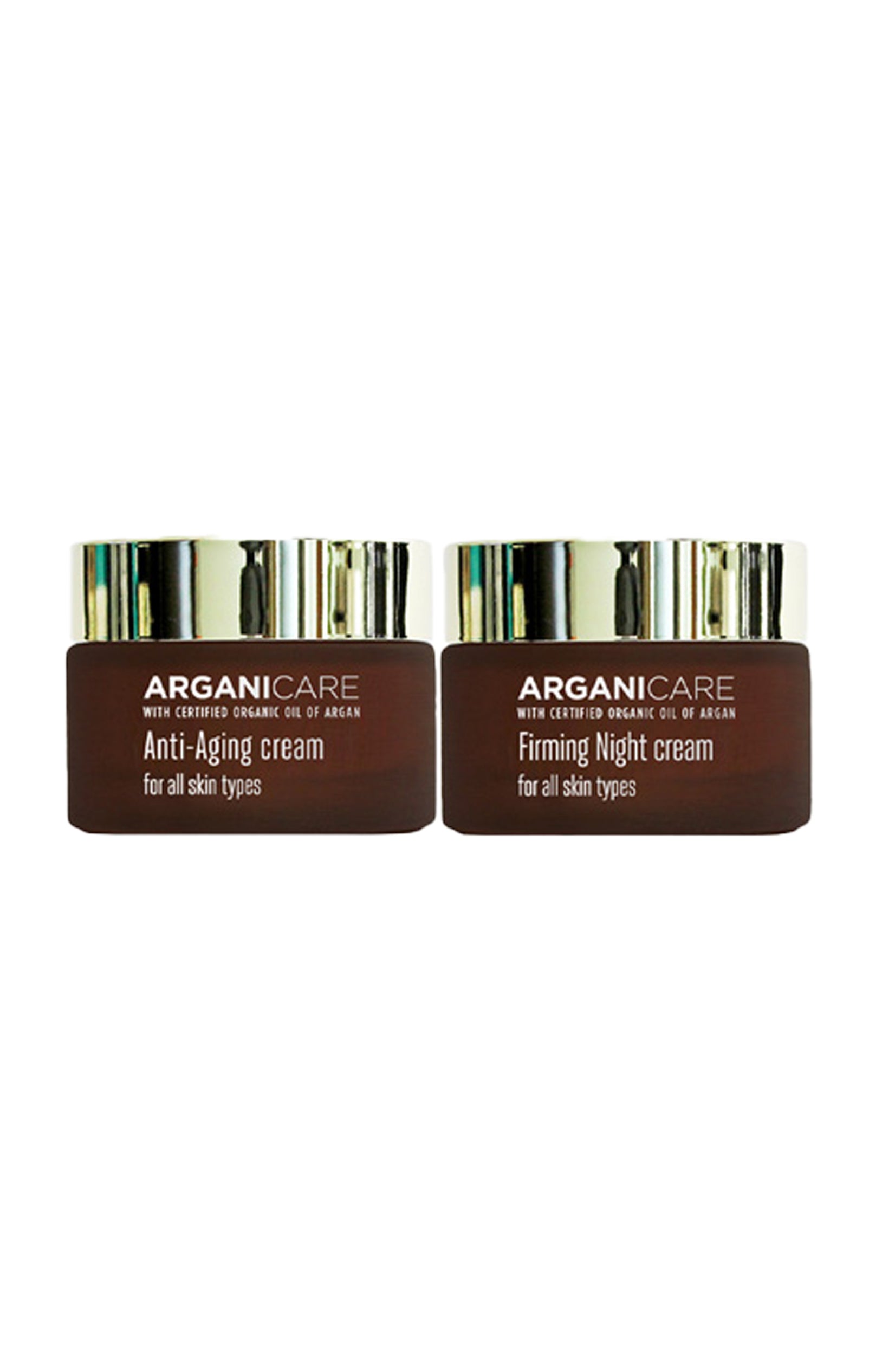Crèmes anti-âge & raffermissantes  - Acide hyaluronique & argan - Jour & nuit - Visage - 2 x 50 ml