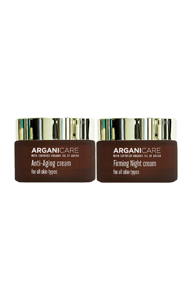 Crèmes anti-âge & raffermissantes  - Acide hyaluronique & argan - Jour & nuit - Visage - 2 x 50 ml