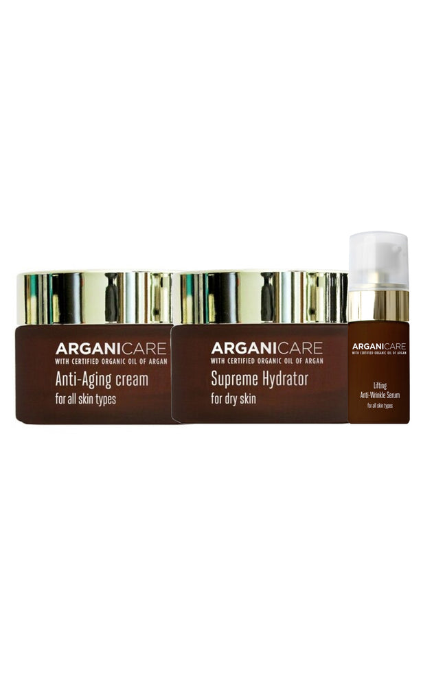 Routine anti-âge & hydratante - Acide hyaluronique & argan - Peaux matures - 3 soins