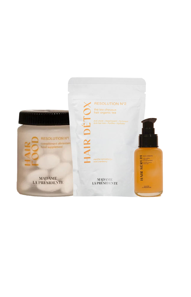 Kit anti-chute de cheveux - Compléments alimentaires, thé détox & sérum - 3 produits