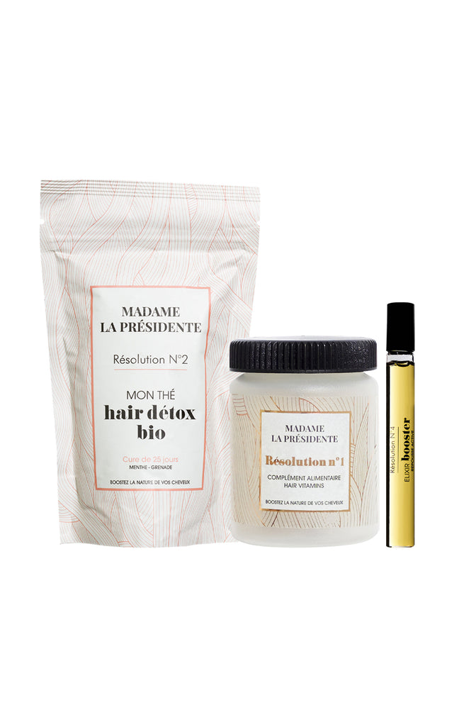 Kit anti-chute de cheveux - Compléments alimentaires, thé détox & élixir - 3 produits