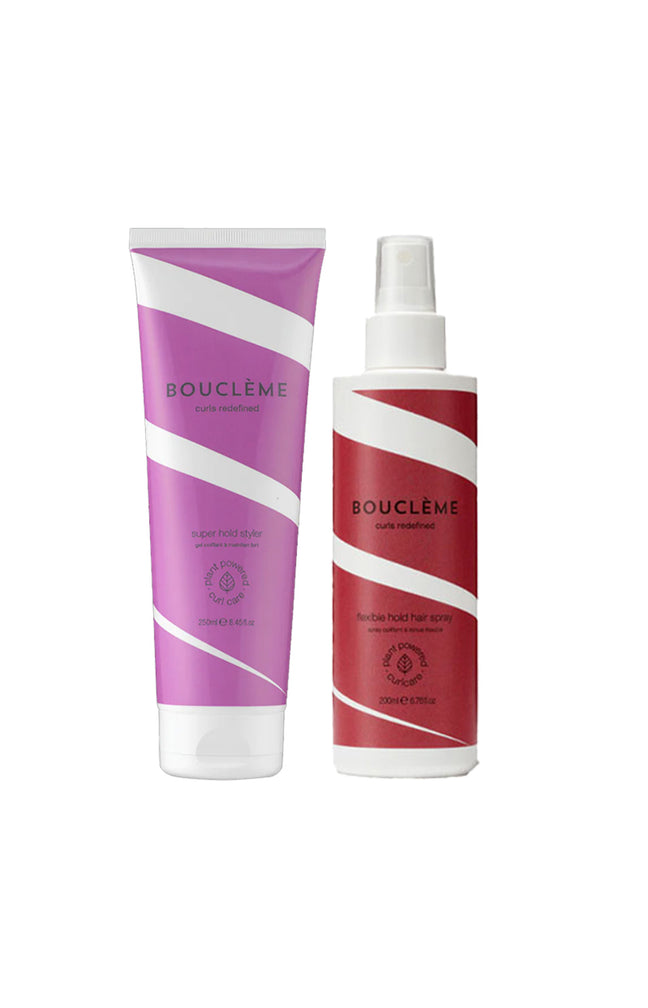 Gel coiffant & spray fixation - Tenue moyenne à forte - Cheveux bouclés