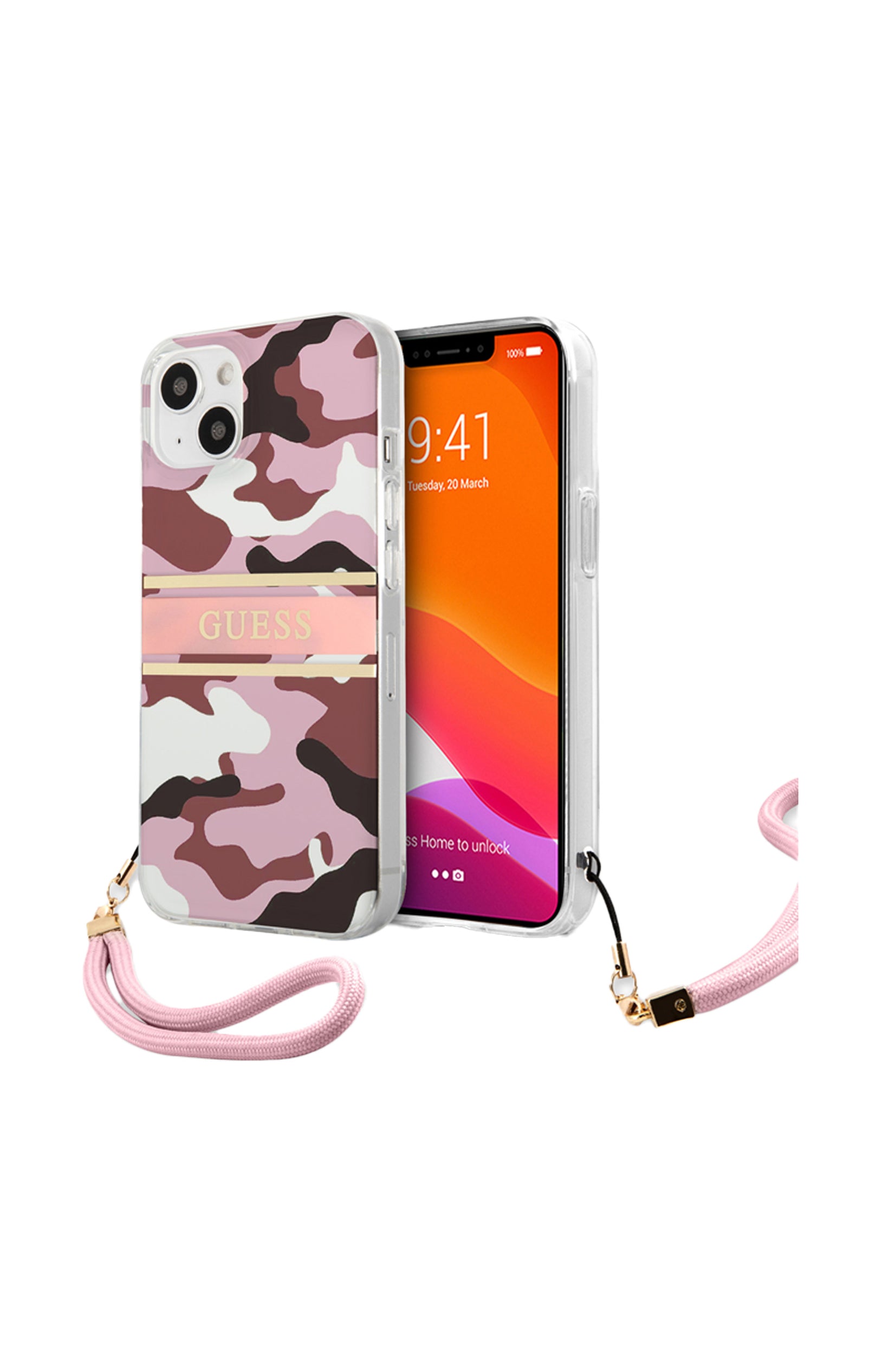 Coque de protection & cordon Guess - Iphone 13 - Rose
