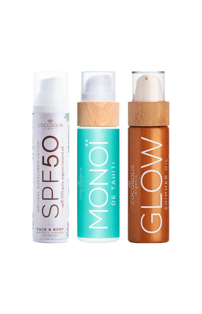 Routine illuminatrice & naturelle SPF 50 - Monoï - Visage & corps - 3 produits