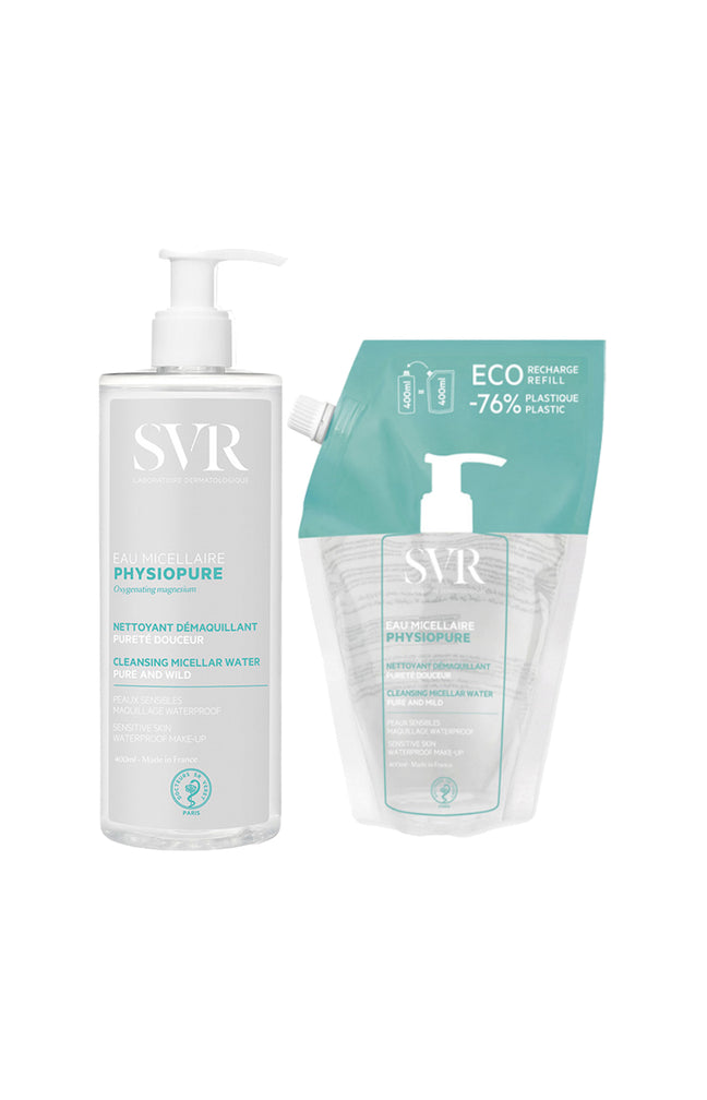 Eau micellaire & recharge - Physiopure - Peaux sensibles - 2 x 400 ml