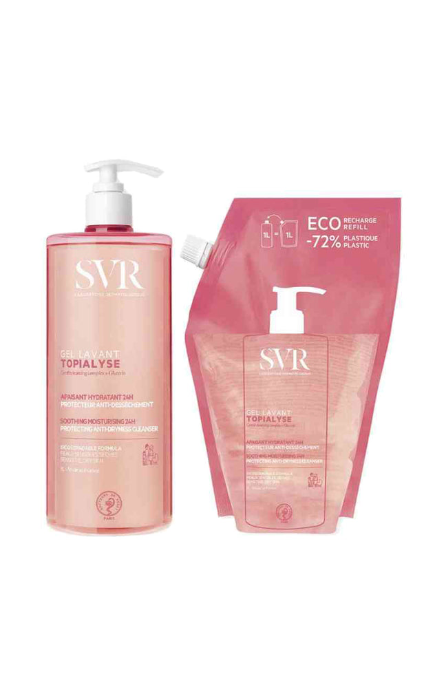Gel lavant apaisant & rechage - Topialyse - Peaux sensibles & sèches - 2 x 1 L