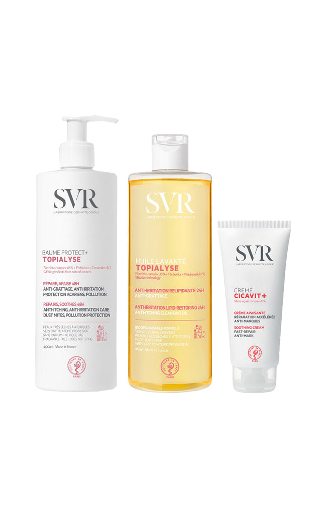 Crème apaisante, baume réparateur & huile lavante - Cicavit+ & Topialyse - Corps & visage - 3 produits