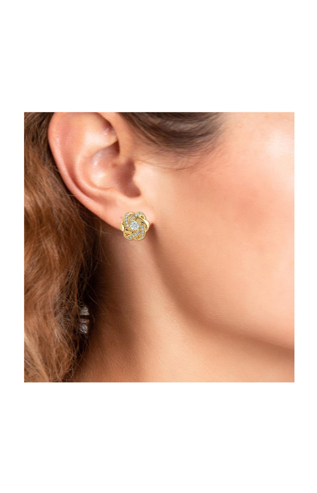 Boucles d'oreilles - Laiton & cristaux - Doré