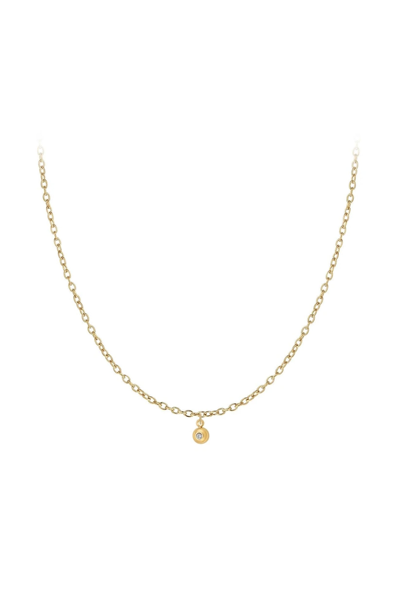 Collier - Acier inoxydable & diamant blanc - Doré