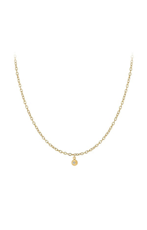 Collier - Acier inoxydable & diamant blanc - Doré