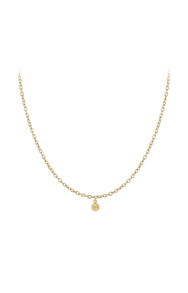 Collier - Acier inoxydable & diamant blanc - Doré