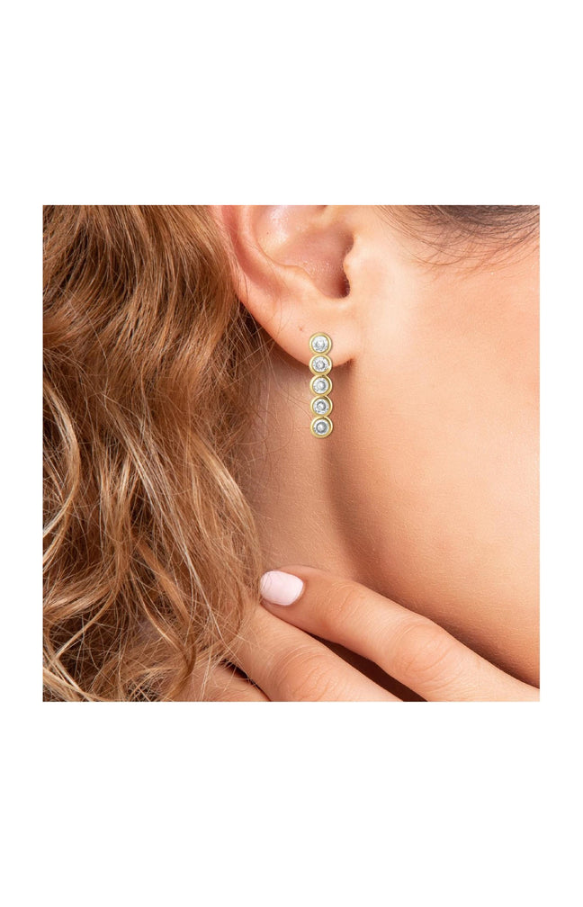 Boucles d'oreilles - Laiton & cristaux - Doré