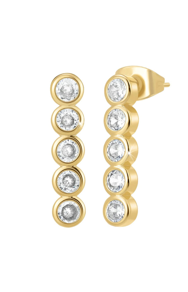 Boucles d'oreilles - Laiton & cristaux - Doré
