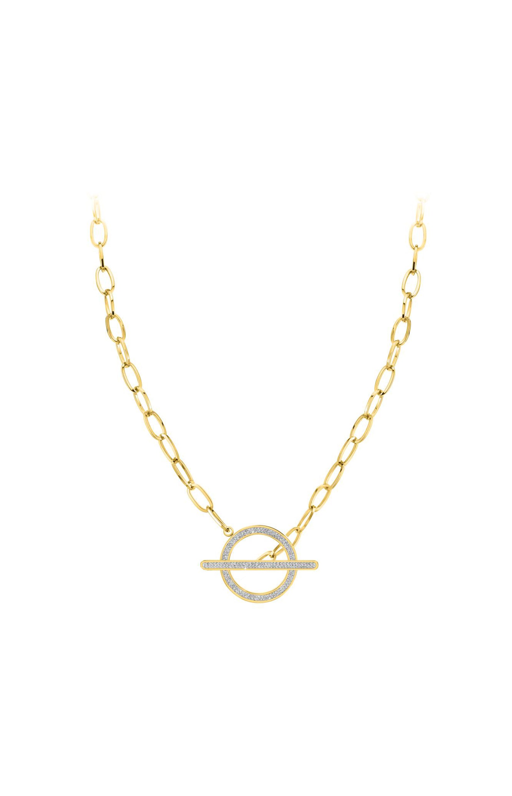 Collier - Acier inoxydable & cristaux - Doré