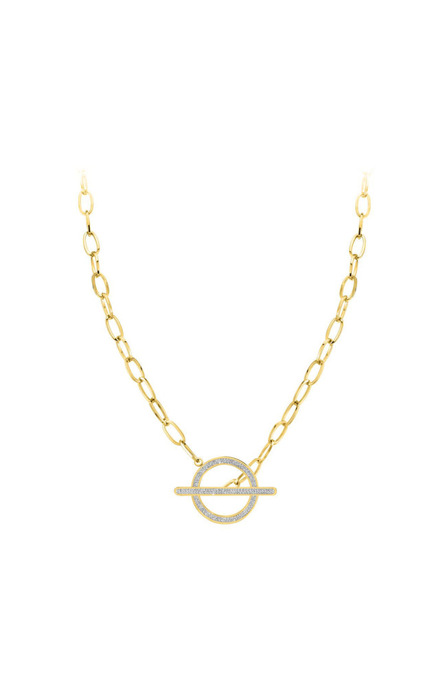 Collier - Acier inoxydable & cristaux - Doré