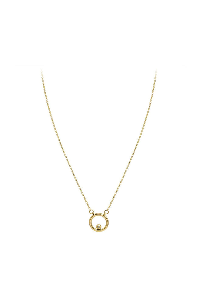 Collier - Acier inoxydable & diamant blanc - Doré