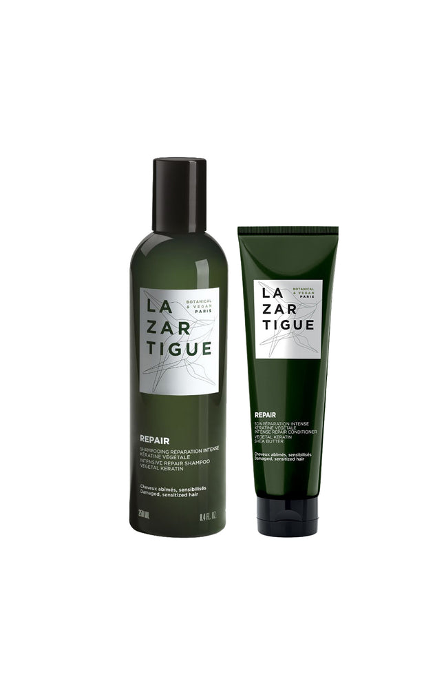 Shampoing & après-shampoing réparateur - Kératine végétale - Cheveux abimés & sensibles