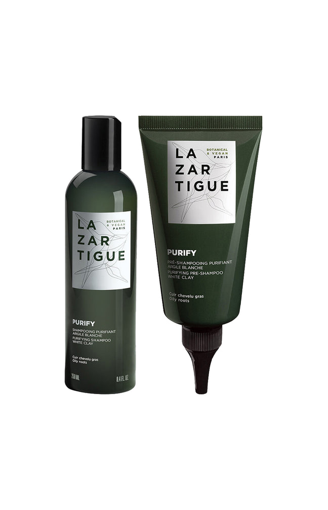 Pré-shampoing & shampoing purifiant régulateur de sébum - Argile blanche - Cuirs chevelus gras