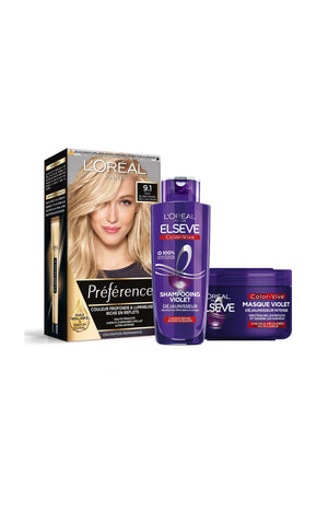 Routine cheveux blonds éclaircis - Shampoing & masque violets - 2 produits