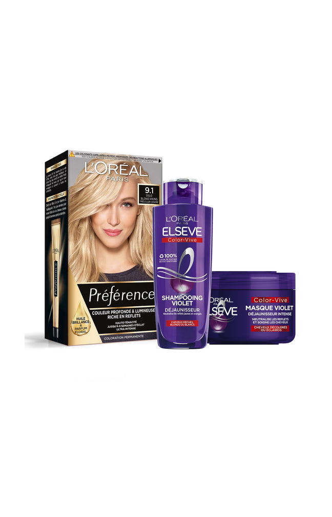 Routine cheveux blonds éclaircis - Shampoing & masque violets - 2 produits