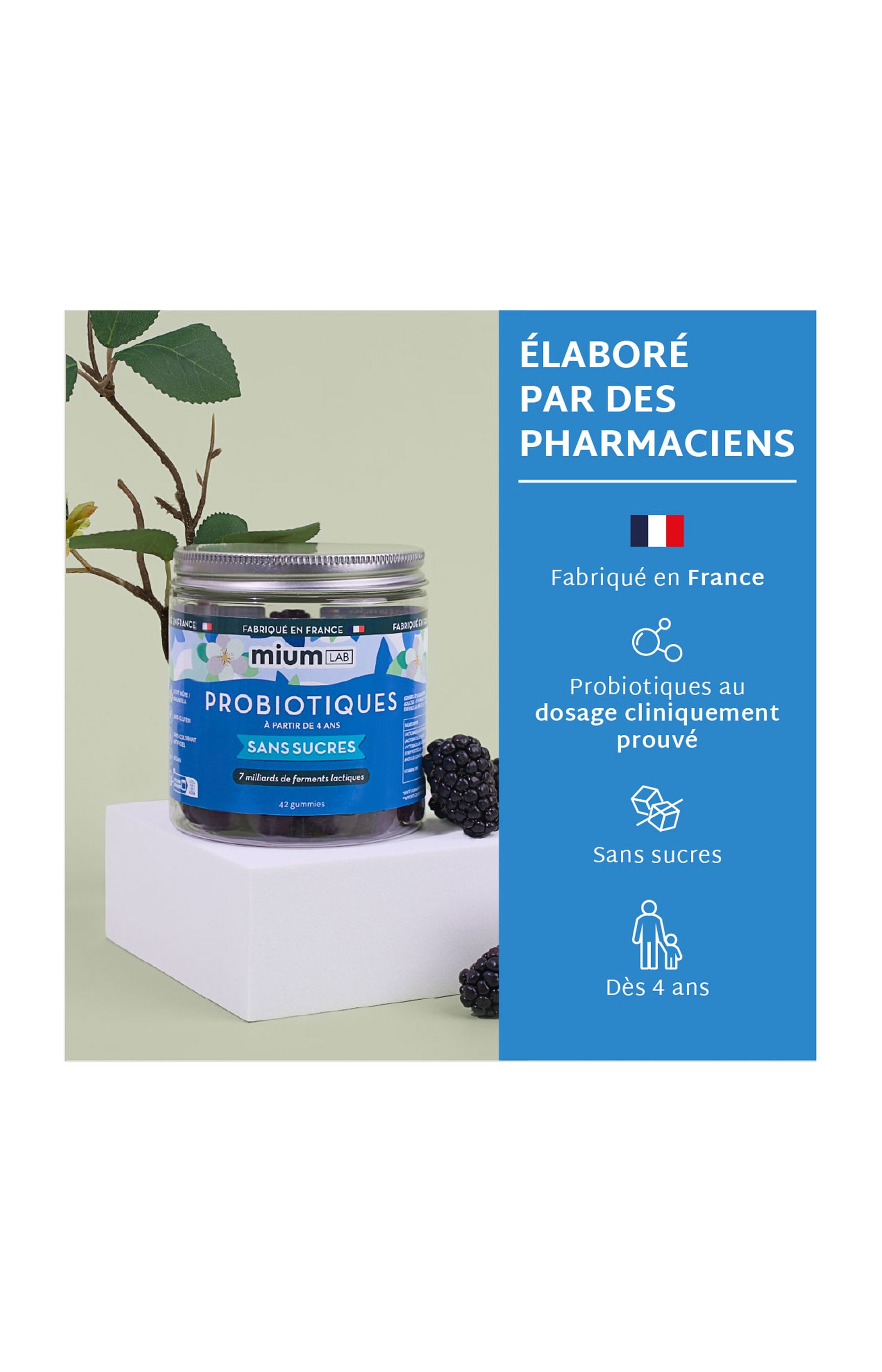 Cure gummies inconforts digestifs - Probiotiques - Sans sucres - Mûre - 2 mois