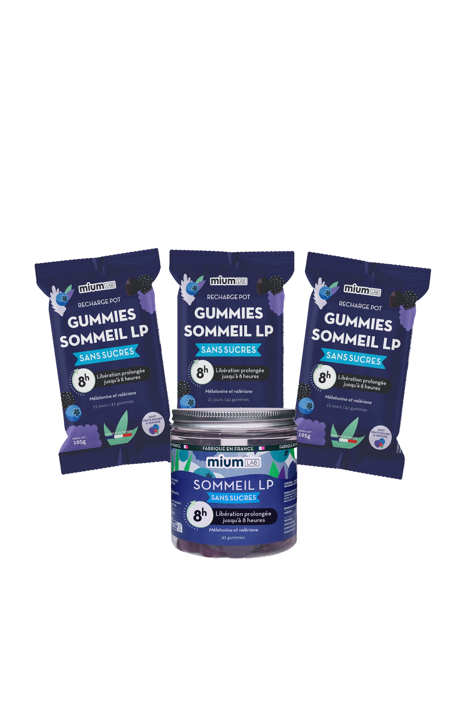 Cure gummies sommeil - Anti réveils nocturnes - Sans sucres - Fruits rouges - 3 mois
