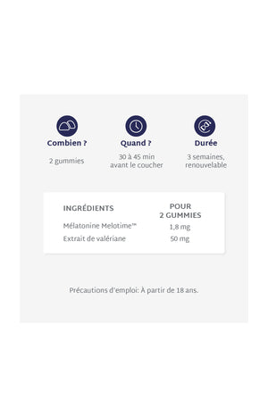 Cure gummies sommeil - Anti réveils nocturnes - Sans sucres - Fruits rouges - 3 mois
