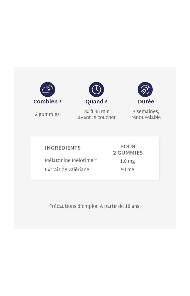 Cure gummies sommeil - Anti réveils nocturnes - Sans sucres - Fruits rouges - 3 mois