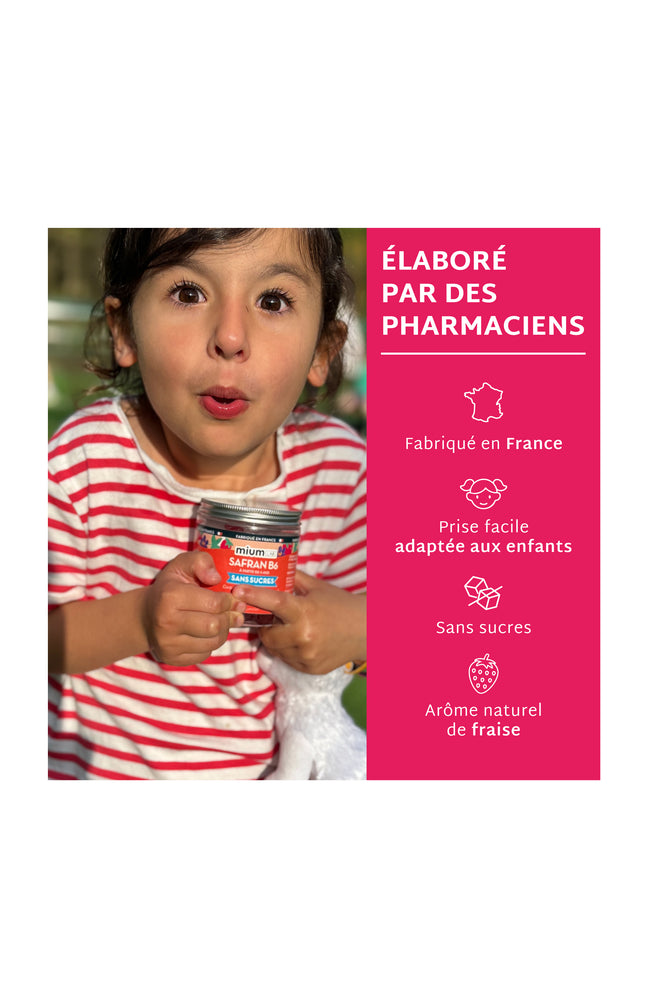 Gummies concentration & relaxation - Safran B6 - Sans sucres - Fraise - Enfant - 21 jours