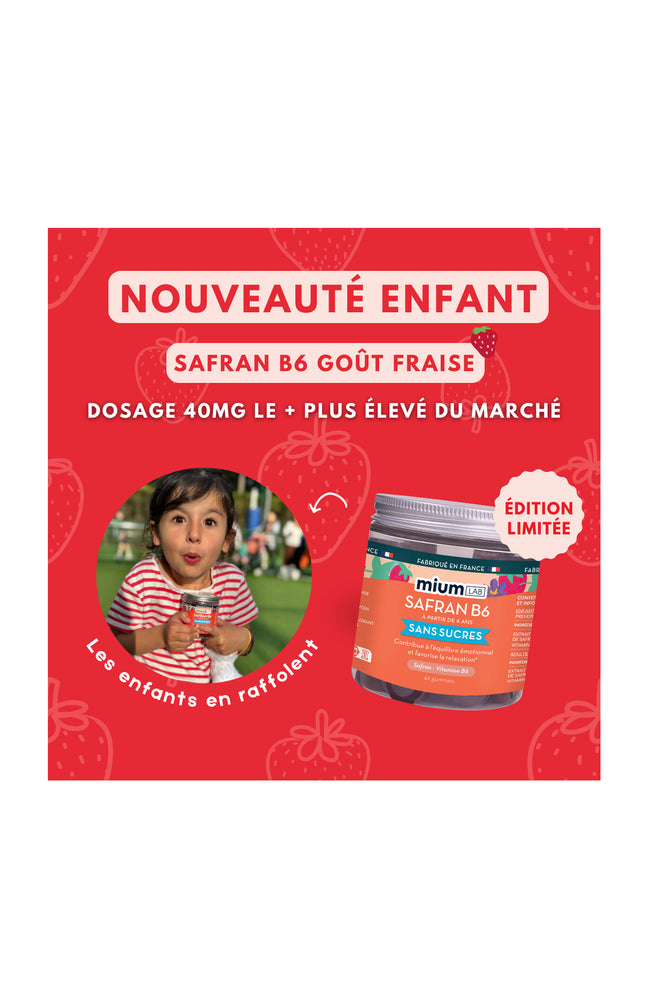 Gummies concentration & relaxation - Safran B6 - Sans sucres - Fraise - Enfant - 21 jours
