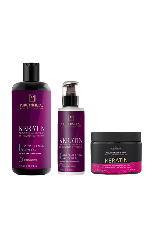 Routine à la kératine - Cheveux fins et fragilisés - 3 produits